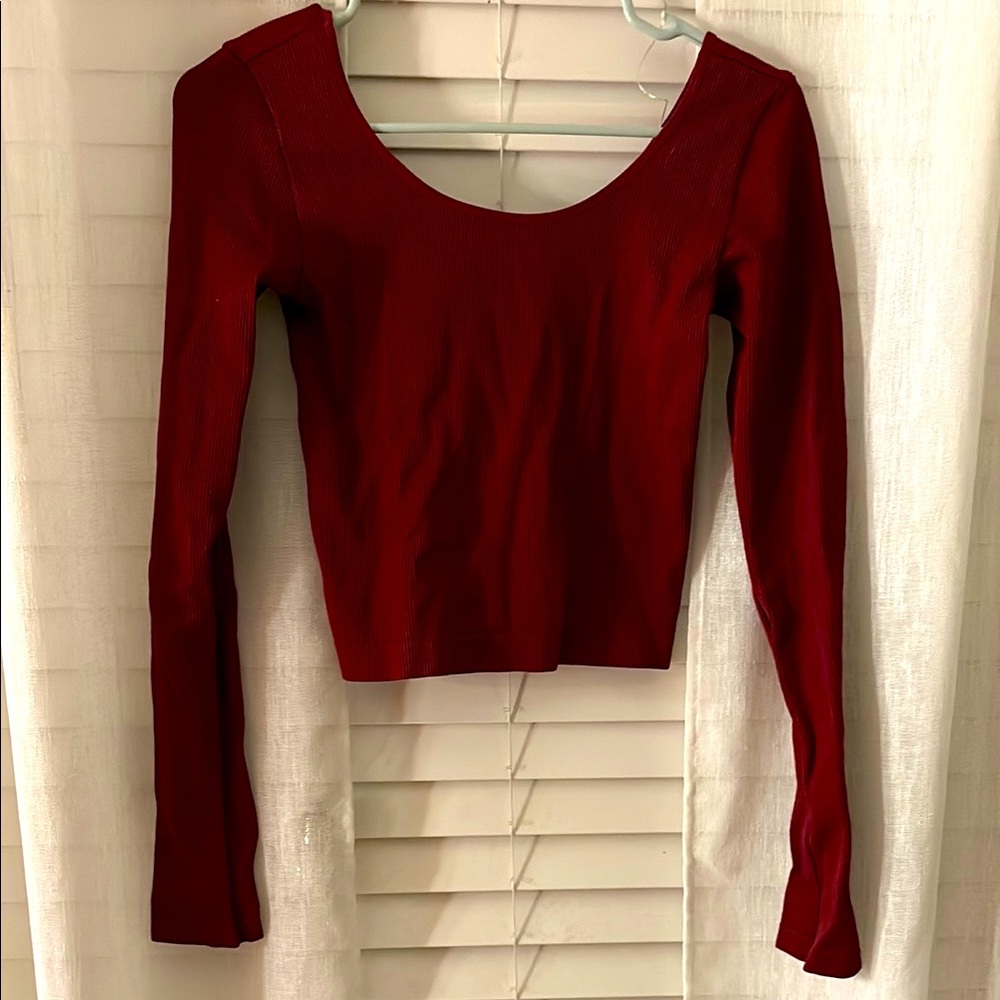 Wild Fable Red Long Sleeve Fitted Crop Top